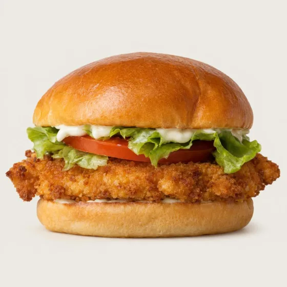 Johns Crispy Chicken mit paniertem Chicken-Patty, Salat und Tomate