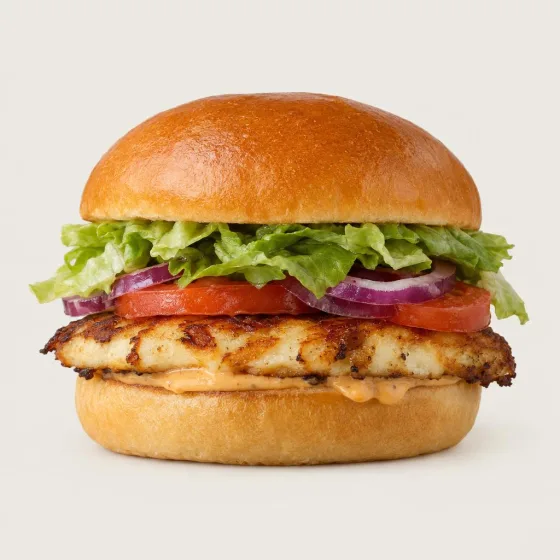 Johns Veggie Burger mit gegrilltem Halloumi-Patty, Salat und Tomate
