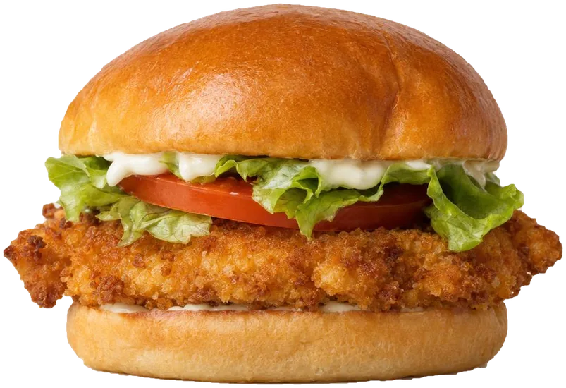 Johns Crispy Chicken mit paniertem Chicken-Patty, Salat und Tomate